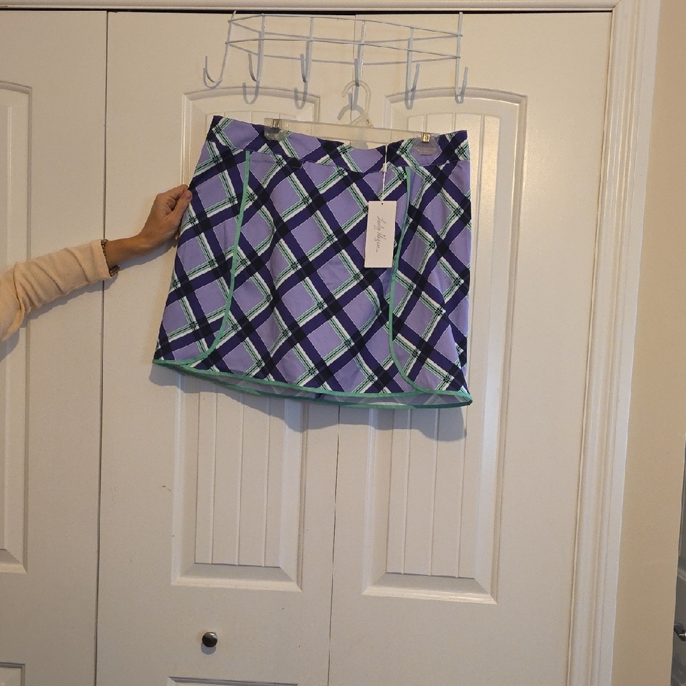 Lady Hagen Purple and Green Checkered Mini Skirt